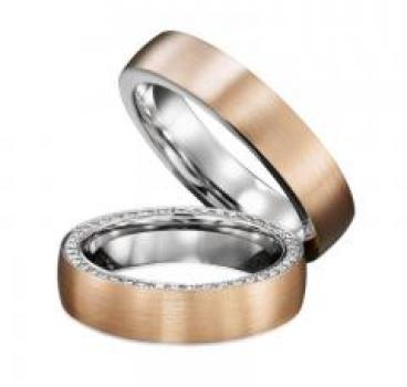 Trauringe Weiss-Rosegold von Gerstner 4/28372/5 + 28372/5