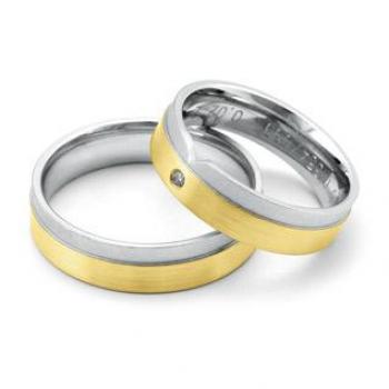Trauringe Weiss-Gelbgold von Fischer 05 01554/055