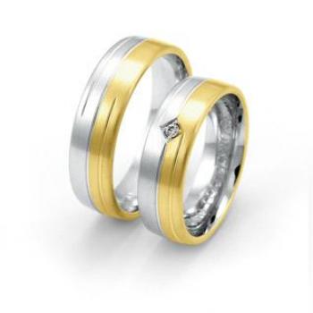 Trauringe Weiss-Gelbgold von Fischer  05 01556/060 + 38 01556/060