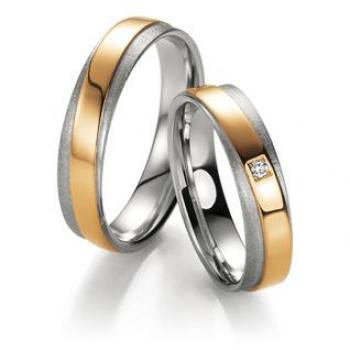 Trauringe Weiss-Rosegold von Fischer 05 07175/050