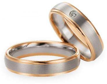 Trauringe Weiss-Rotgold von Gettmann 8007.50 + 8007.50
