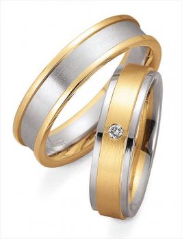 Trauringe Weiss-Gelbgold von Gettmann 8046.55 + 8047.55