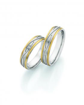 Nowotny-Collection Ruesch Partnerringe Edelstahl Gold/Keramik 88/24130-050 + 88/24140-050