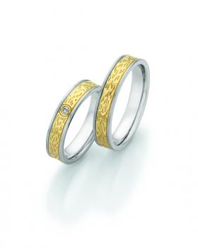 Nowotny-Collection Ruesch Partnerringe Edelstahl Gold/Keramik 88/24170-045 + 88/24180-045