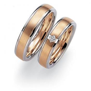 Trauringe Weiss-Rosegold von Gerstner 4/27179/5 + 27179/5