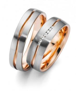 Trauringe Weiss-Rotgold von Gerstner 4/28420/6 + 28420/5