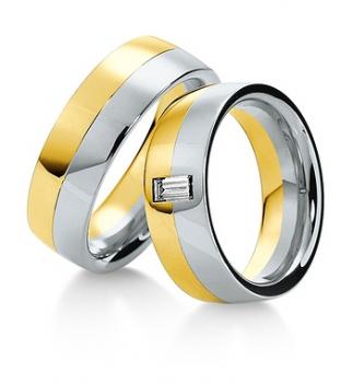 Preview: Trauringe Weiss-Gelbgold von Breuning 48/035400