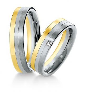 Preview: Trauringe Weiss-Gelbgold von Breuning 48/040050