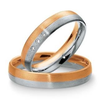 Preview: Trauringe Weiss-Gelbgold von Breuning 48 040470 / 48 040480