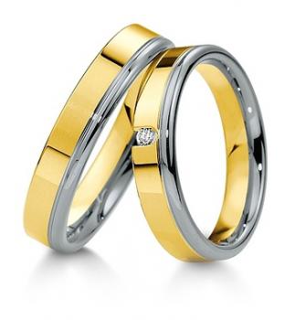 Preview: Trauringe Weiss-Gelbgold von Breuning 48 040550 / 48 040560