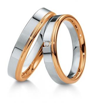 Preview: Trauringe Weiss-Gelbgold von Breuning 48 040550 / 48 040560