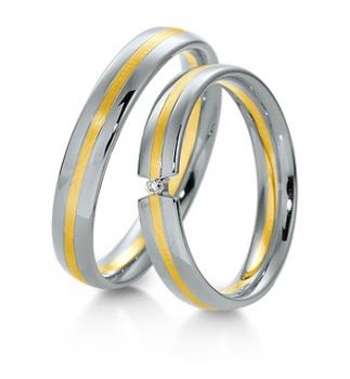 Preview: Trauringe Weiss-Gelbgold von Breuning DR 040570 / HR 040580