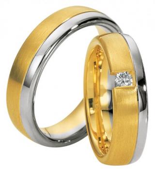 Trauringe Weiss-Gelbgold von Saint Maurice 49-81292 + 49-81293
