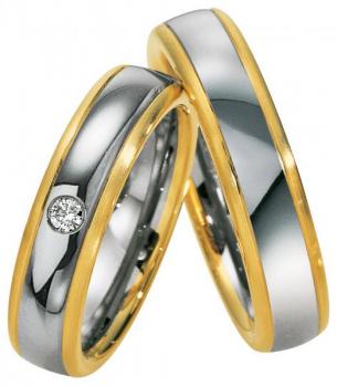 Trauringe Weiss-Gelbgold von Saint Maurice 49-81294 + 49-81295