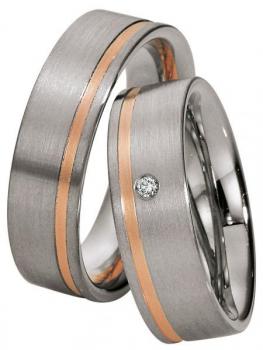 Trauringe Weiss-Rotgold von Saint Maurice 49-81308 + 49-81309
