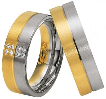 Trauringe Weiss-Gelbgold von Saint Maurice 49-81314 + 49-81315