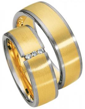 Trauringe Weiss-Gelbgold von Saint Maurice 49-81322 + 49-81323