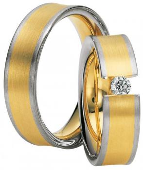 Trauringe Weiss-Gelbgold von Saint Maurice 49-81324 + 49-81325