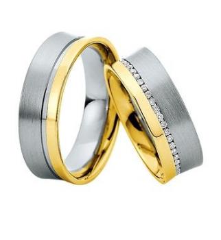 Preview: Trauringe Weiss-Rotgold von Saint Maurice DR 816380 / HR 816390