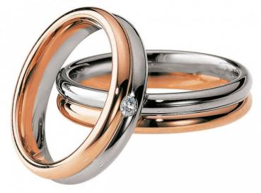 Trauringe Weiss-Rotgold von Saint Maurice 49-82058 + 49-82059