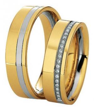 Trauringe Weiss-Gelbgold von Saint Maurice 49-82068 + 49-82069