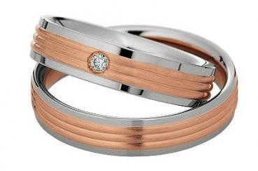 Trauringe Weiss-Rotgold von Saint Maurice 49-82070 + 49-82071