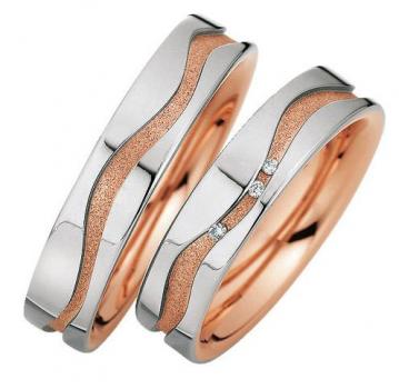 Trauringe Weiss-Rotgold von Saint Maurice 49-82074 + 49-82075