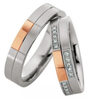 Trauringe Weiss-Rotgold von Saint Maurice 49-82078 + 49-82079