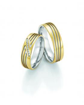 Nowotny-Collection Ruesch Trauringe Weiss-Gelbgold 66/65010-060 + 66/65020-060