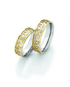 Nowotny-Collection Ruesch Trauringe Weiss-Gelbgold 66/65070-060 + 66/65080-060