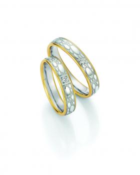 Nowotny-Collection Ruesch Trauringe Weiss-Gelbgold 66/65170-045 + 66/65180-045
