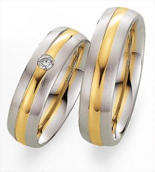 Trauringe Weiss-Gelbgold von Gettmann 8095.60 + 8095.60