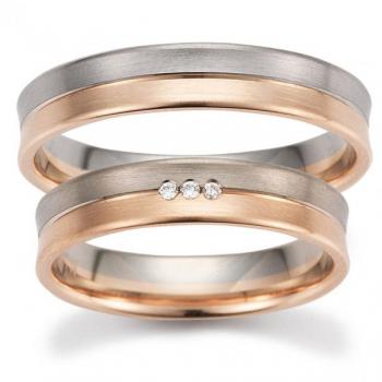Trauringe Weiss-Rotgold von Gettmann 8344.45 + 8344.45