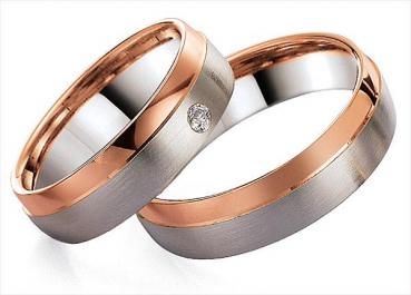 Trauringe Weiss-Rotgold von Gettmann 8104.60 + 8104.60
