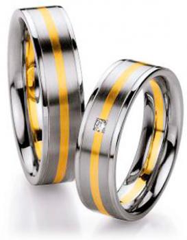 Partnerringe Edelstahl Gold/Keramik von Ruesch 88/01340-060