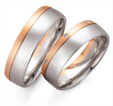Trauringe Weiss-Rotgold von Gettmann 8053.60 + 8053.60
