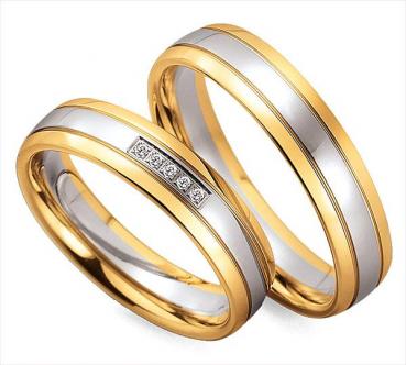 Trauringe Weiss-Gelbgold von Gettmann 8050.50 + 8050.50