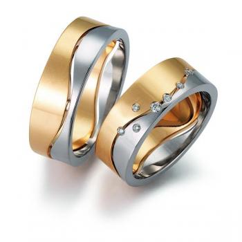 Trauringe Weiss-Rosegold von Gerstner 4/28164/7 + 28164/7