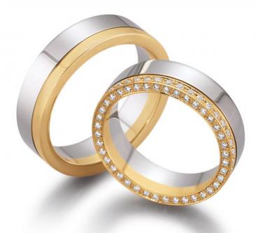 Trauringe Weiss-Gelbgold von Gerstner 4/28004/6 + 28004/6