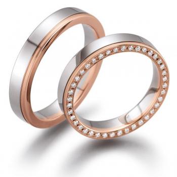 Trauringe Weiss-Rotgold von Gerstner 4/28111/4 + 28111/4