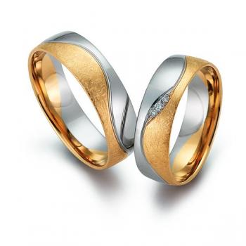 Trauringe Weiss-Rosegold von Gerstner 4/28193/6 + 28193/6