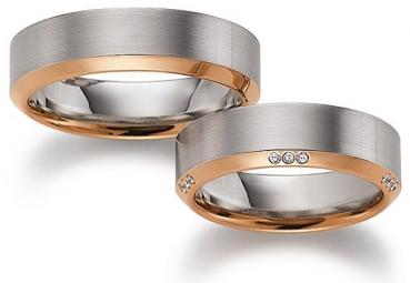 Trauringe Weiss-Rotgold von Gerstner 4/27443/6 + 27443/6