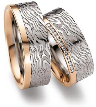 Trauringe Weiss-Rotgold von Gerstner 4/27359/8 + 27359/8