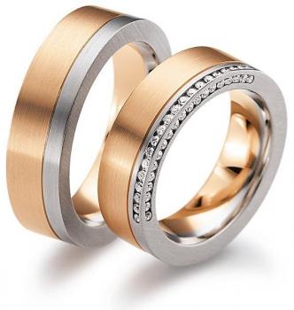 Trauringe Weiss-Rotgold von Gerstner 4/27340/6.5 + 27340/6.5