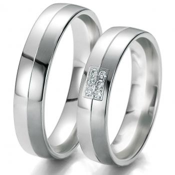Trauringe Weissgold von Breuning DR 061190 / HR 061200