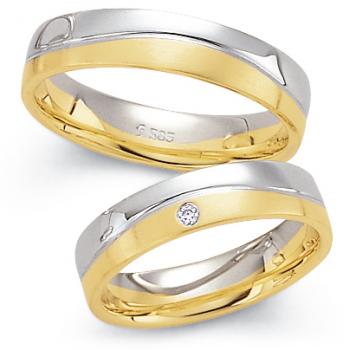 Trauringe Weiss-Gelbgold von Fischer 05 02386/050