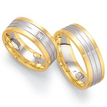 Trauringe Weiss-Gelbgold von Fischer 05 05140/070