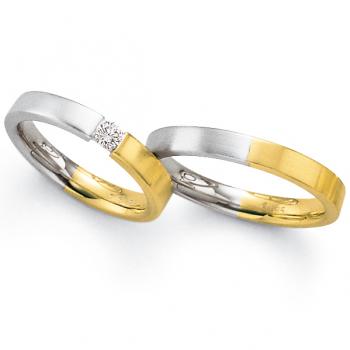 Trauringe Weiss-Gelbgold von Fischer 05 05218/035