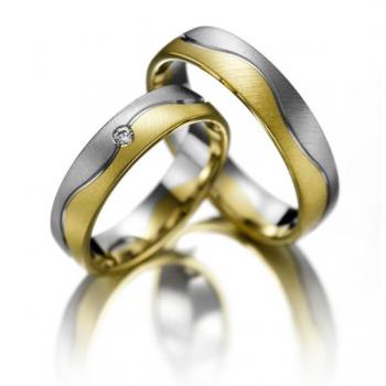 Trauringe Weiss-Gelbgold von Weidner 61153 + 71153