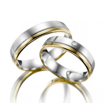 Trauringe Weiss-Gelbgold von Weidner 62087 + 72087